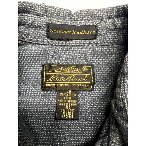 Vintage Eddie Bauer Men's Large Sonoma Heathers Button Down Shirt Gray Cotton - Picture 3 of 7